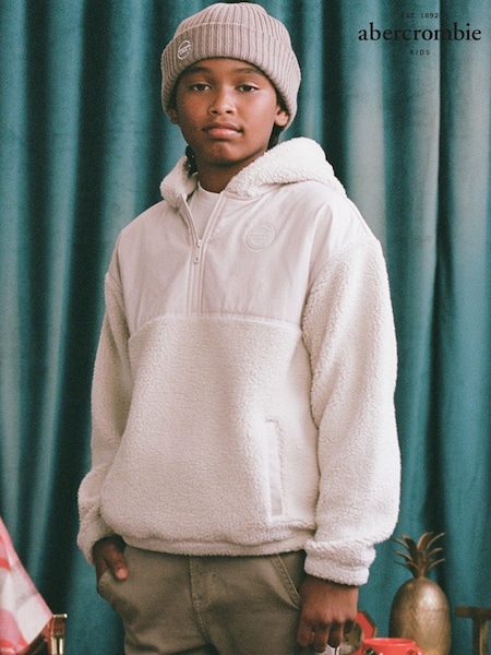 Abercrombie & Fitch Cream Cosy Borg Fleece Sherpa Hoodie (106515) | €28