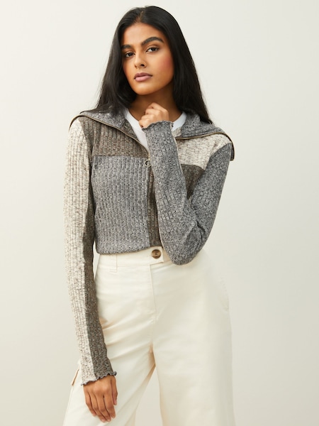 Anthrazitgrau/Spacedye - Cosy Lightweight Soft Touch Half Zip Jumper Top (106622) | 10 €