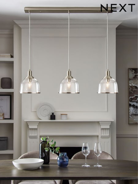 Brushed Chrome Gloucester 3 Light Pendant Ceiling Light (106628) | €165