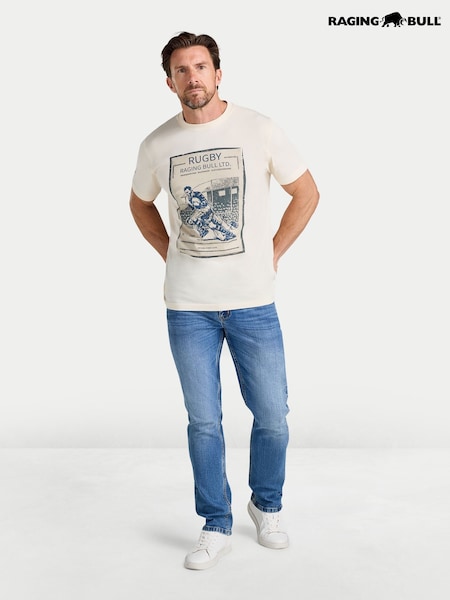 Cream - Regular Raging Bull Vintage Rugby Poster T-shirt
