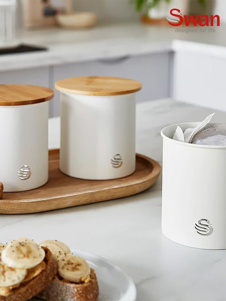 Swan Set of 3 White Nordic White Cannisters (107249) | €40