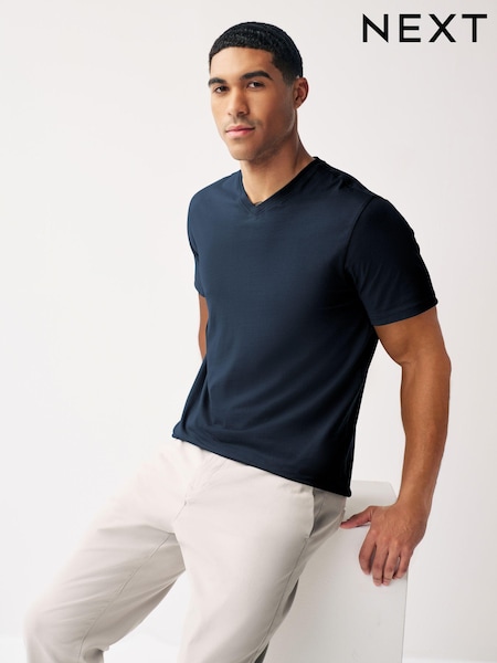 Navy Blue Regular Fit Essential V-Neck T-Shirt (107259) | €9