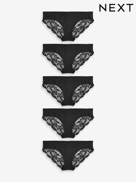 Black Brazilian Lace No VPL Brazilian Briefs 5 Pack (107446) | €16