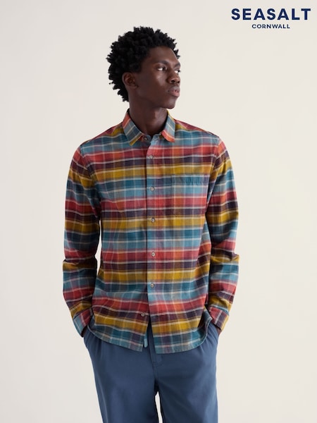 Blue - Regular Seasalt Cornwall Fathomer Checked Shirt