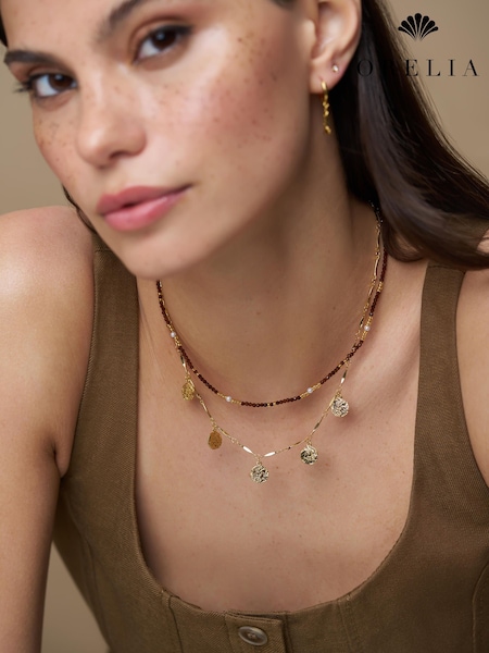Gold Tone - Orelia London Mini Molten Coin Charm Necklace