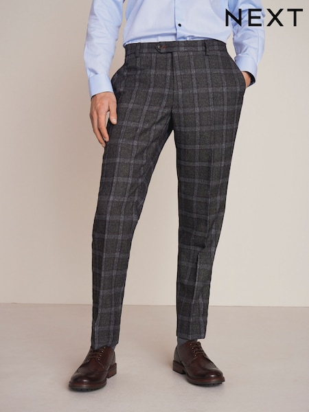 Grey Slim Fit Check Suit: Trousers (108526) | €31