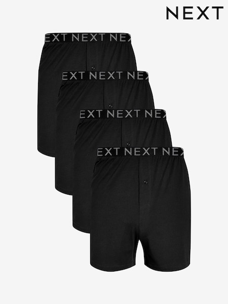 Black 100% Cotton 4 pack Boxers (108664) | $38