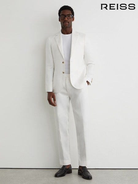 White - Tailored Fit Reiss Atlantic Linen-twill Suit Trousers