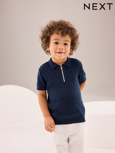 Mornarica - Polo Short Sleeve Zip Neck 100% Cotton Sweater (3mths-7yrs) (108982) | € 10 - € 11