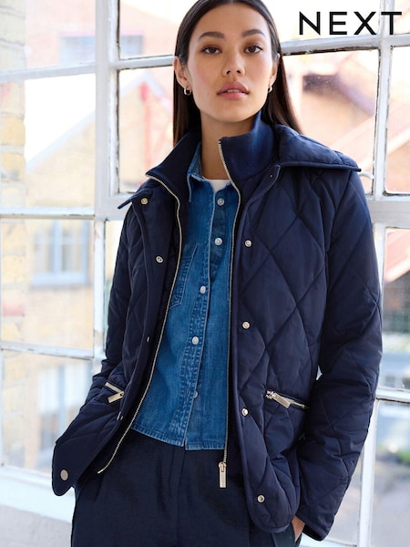 Navy Blue Shower Resistant Quilted Jacket (109184) | AED155