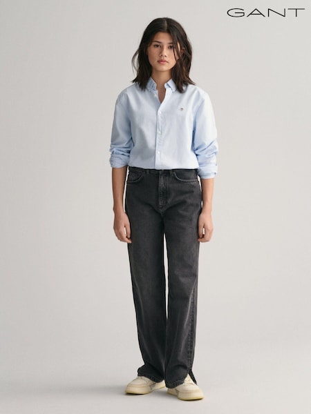 Albastru capri - Cămașă GANT Shield Logo Oxford din bumbac 100% (109194) | 250 LEI