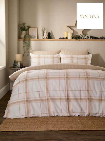 Vantona Supersoft Brushed Cotton Plaid Duvet Cover Set