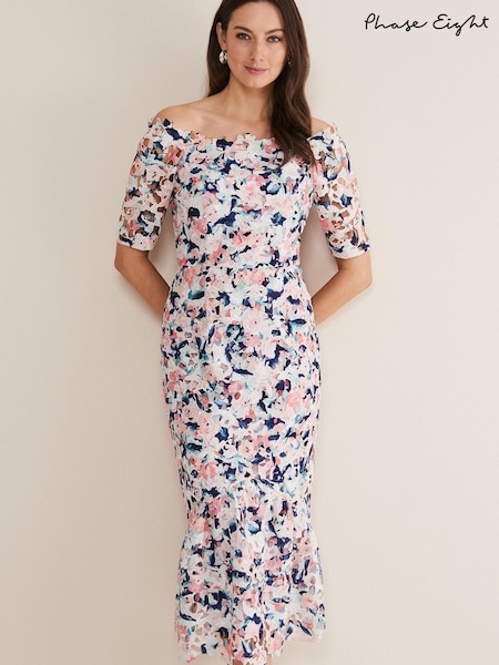 Phase Eight Natural Francesa Off Shoulder Floral Print Dress (109876) | €102