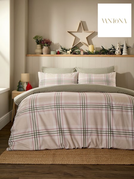 Vantona Festive Check Duvet Cover And Pillowcase Set