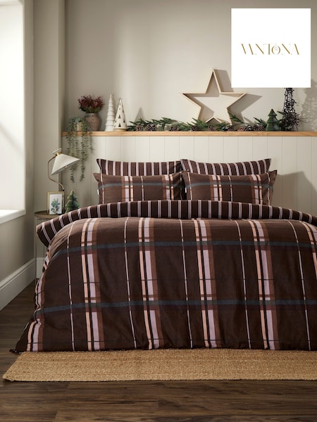Vantona Supersoft Brushed Cotton Plaid Duvet Cover Set