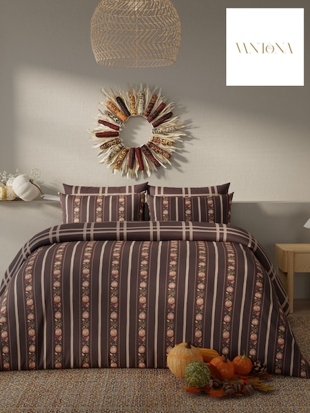 Vantona Halloween Stripe Pumpkin Duvet Cover And Pillowcase Set