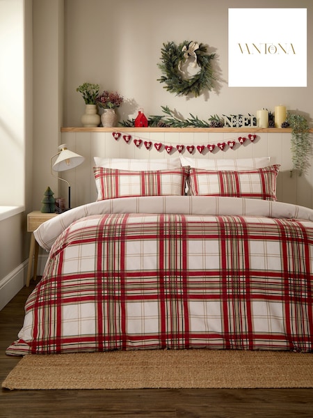 Vantona Supersoft Brushed Cotton Plaid Duvet Cover Set