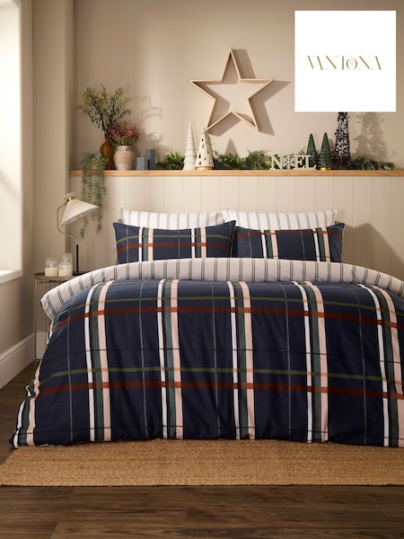 Vantona Supersoft Brushed Cotton Plaid Duvet Cover Set