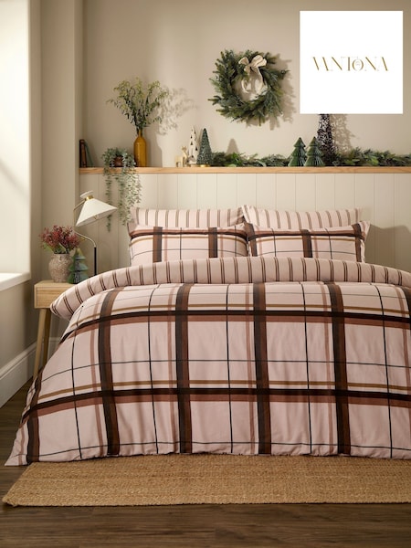 Vantona Supersoft Brushed Cotton Plaid Duvet Cover Set