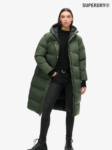 Superdry Khaki Studios Longline Duvet Padded Coat (111191) | ₪729