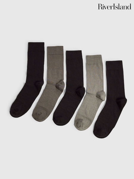 שחור - Regular River Island Tube Socks 5 Pack