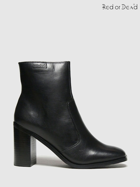 Red Or Dead Black Reece Leather Square Toe Boots (111325) | 596 LEI