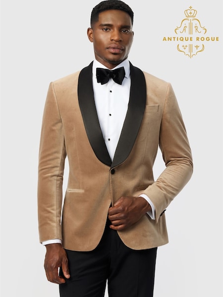 Nude - Regular Antique Rogue Slim Fit Quinn Mink Cotton Velvet Blazer