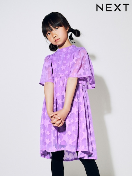 Bright Purple Star Jacquard Party Dress (3-16yrs) (111630) | € 13 - € 17
