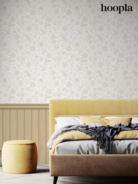 Hoopla Walls Tongue And Groove Floral Toile Wallpaper