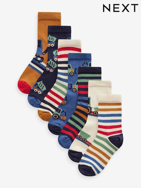 תחבורה ופסים במגוון צבעים - Cotton Rich Socks 7 Pack (112238) | ‏34‏₪ - ‏42‏ ₪