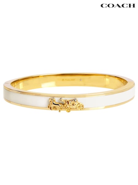 Золотистый цвет - Coach Horse & Carriage Enamel Hinged Bangle Bracelet