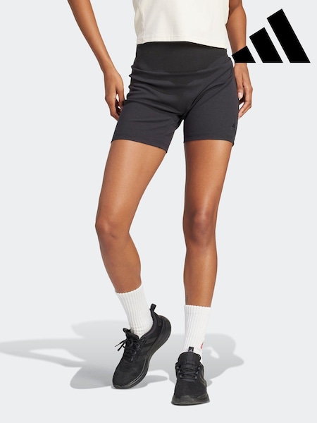 adidas Black Lounge Rib High-Waisted Bike Shorts (112416) | AED81
