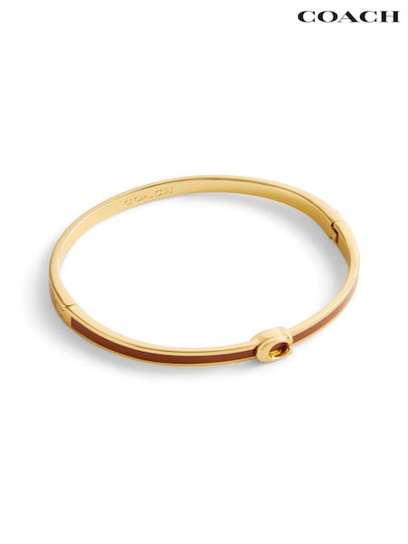 Gold Tone - Coach Signature C Enamel Bangle Bracelet