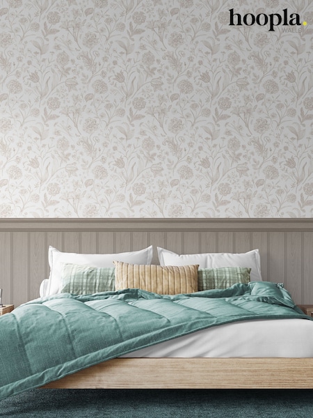 Hoopla Walls Tongue And Groove Floral Toile Wallpaper