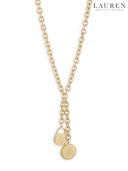 Gold Tone - Lauren Ralph Lauren Logo Charm Y Necklace