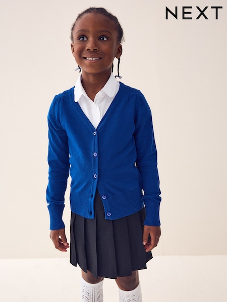 Blue Cotton Rich School V-Neck Cardigan (3-16yrs) (113015) | AED41 - AED66
