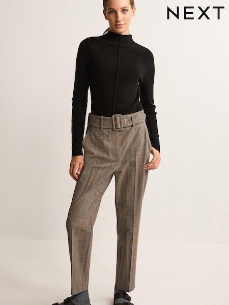 Grau - Tailored Belted Tapered Trousers (113105) | 13 €