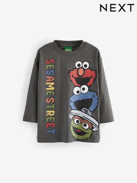 Charcoal Grey 100% Cotton Long Sleeve Sesame Street T-Shirt (3mths-8yrs) (113335) | €6 - €7
