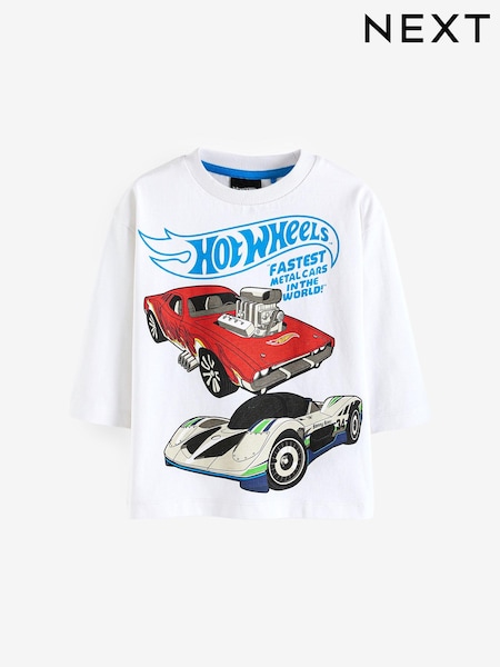 White Hot Wheels Long Sleeve 100% Cotton T-Shirt (9mths-8yrs) (113354) | €6 - €7