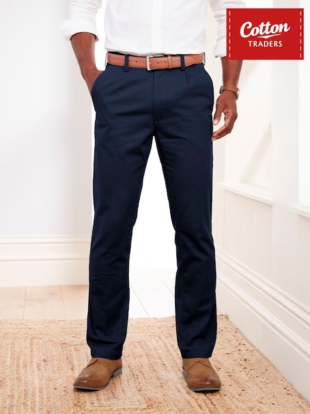 Zils - Regular Cotton Traders Pleat Front Ultimate Chino Trousers 35"