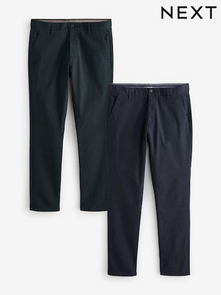 Navy Blue/Grey Charcoal Skinny Stretch Chino Trousers 2 Pack (114260) | €61