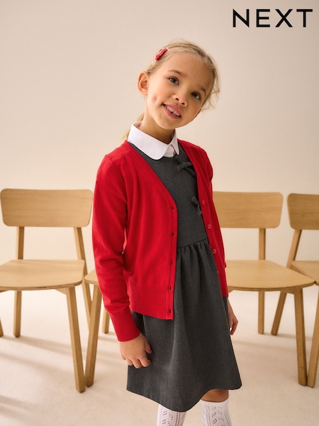 Red Cotton Rich School V-Neck Cardigan (3-16yrs) (114415) | AED41 - AED66