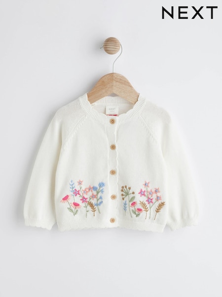 Rosa geblümt - Baby Embroidered 100% Cotton Cardigan (0mths-2yrs) (114531) | 14 € - 16 €