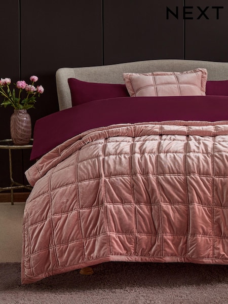 Pink Quilted Lustre Velvet Bedspread (114855) | €95 - €158