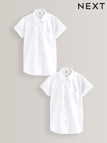 White Slim Fit 2 Pack Short Sleeve School Shirts (3-18yrs) (114879) | €14 - €21