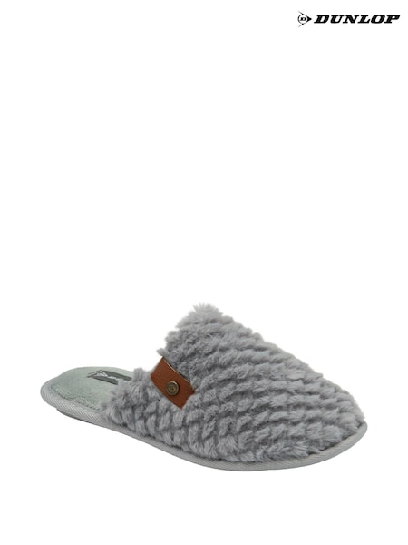 Dunlop Grey Ladies Closed Toe Waffle Mule Slippers (114907) | €25
