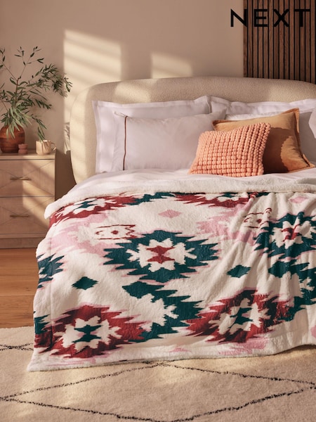 Natural Borg Aztec Print Throw (115095) | 83 QAR