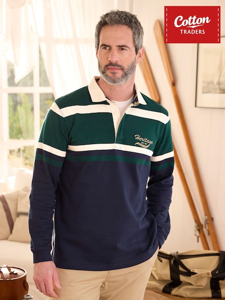 Zils - Regular Cotton Traders Heritage Stripe Rugby Shirt
