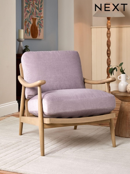 Fine Chenille Lilac Purple Hampton Wooden Accent Chair (115371) | €400