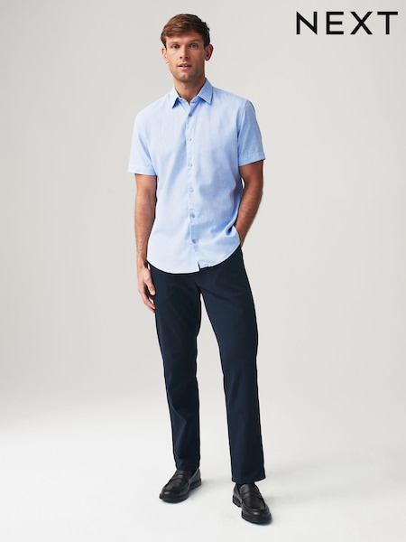 Light Blue Textured Linen Blend Shirt (115956) | 84 QAR